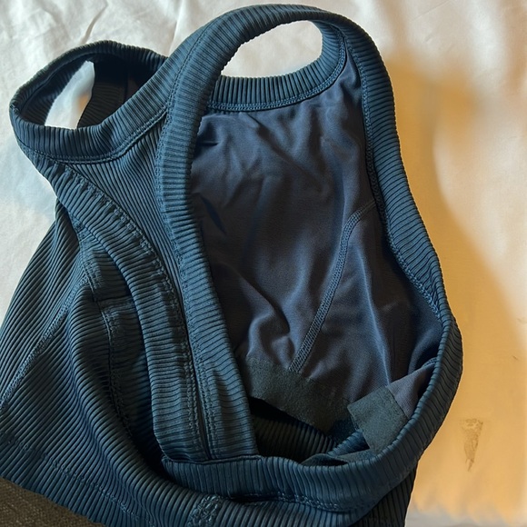 Free People Movement Game Time Blue Racerback Ribbed Cami Athletic Tank Top Sz M - Picture 14 of 14